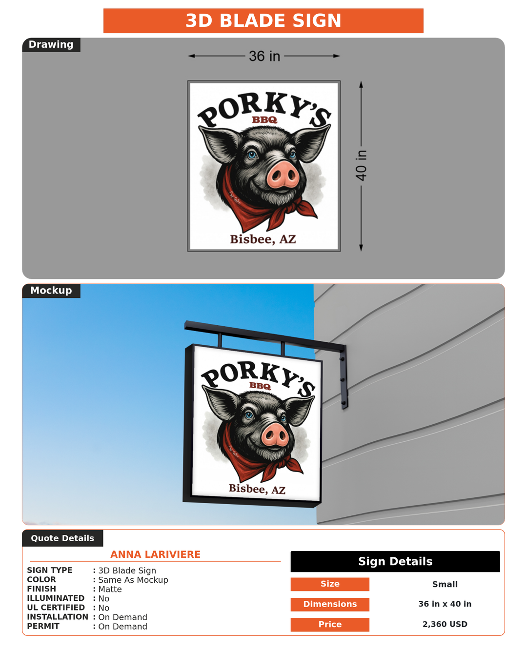 CUSTOM MOCKUP SIGN FOR Anna Lariviere