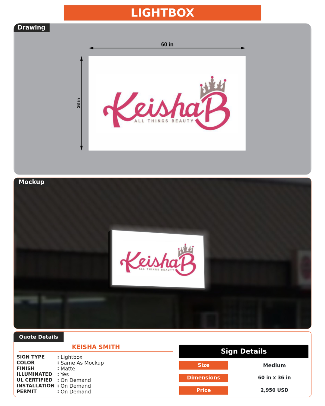 CUSTOM MOCKUP SIGN FOR Keisha Smith