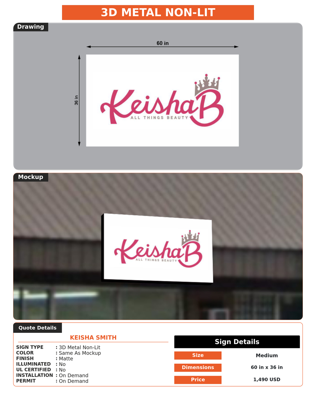 CUSTOM MOCKUP SIGN FOR Keisha Smith