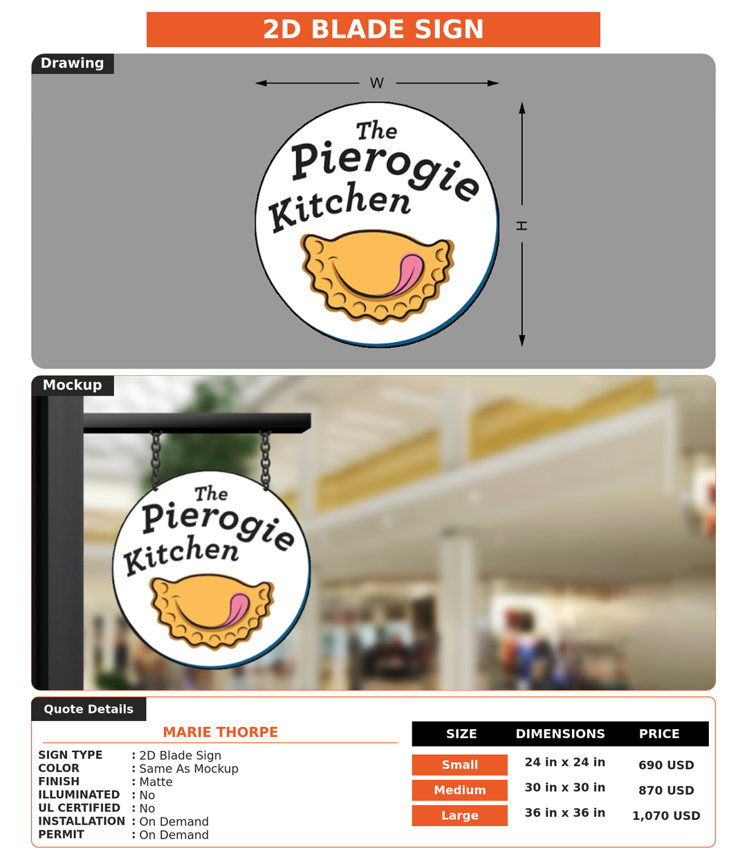 CUSTOM MOCKUP SIGN FOR Marie Thorpe