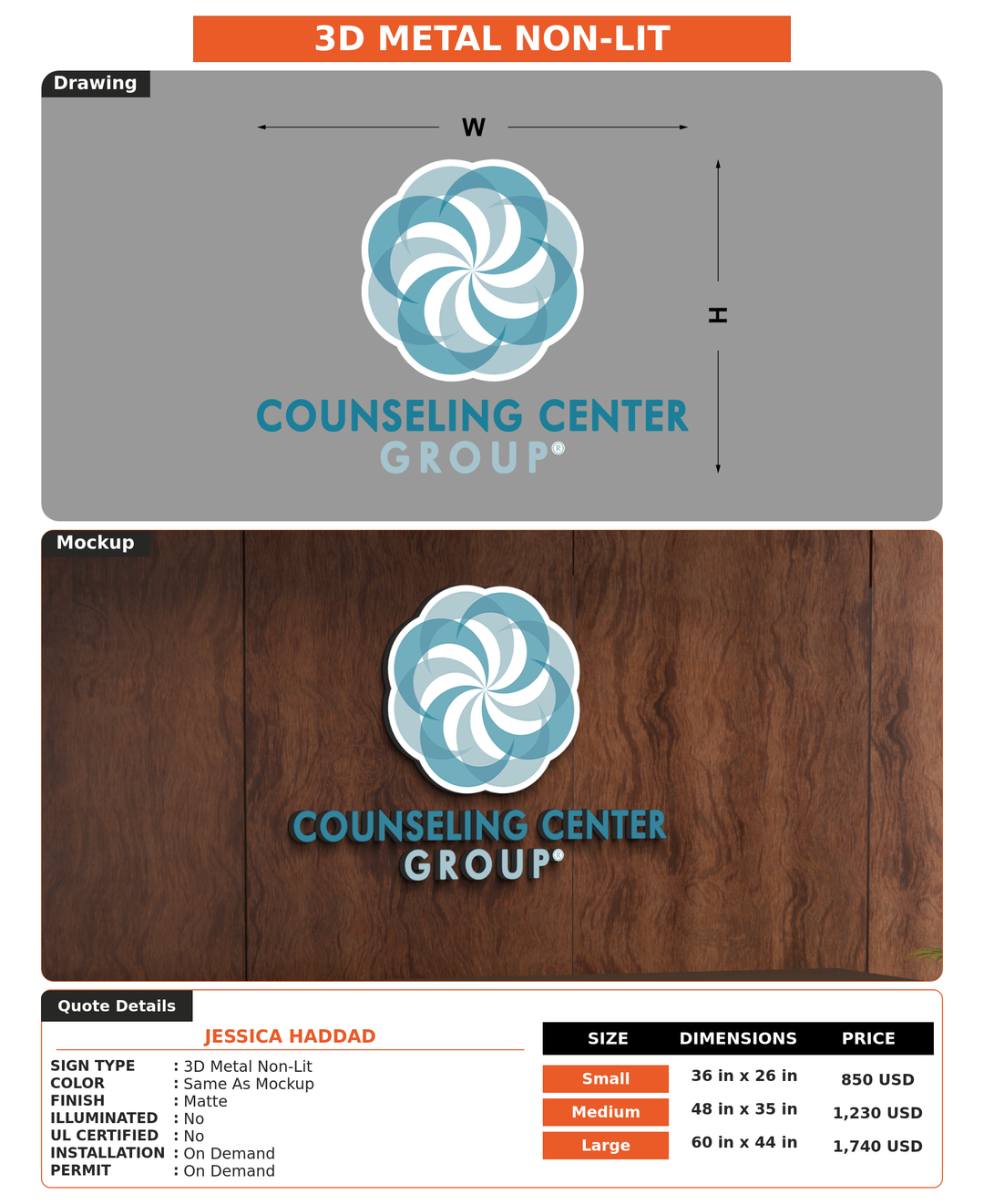 CUSTOM MOCKUP SIGN FOR Jessica Haddad