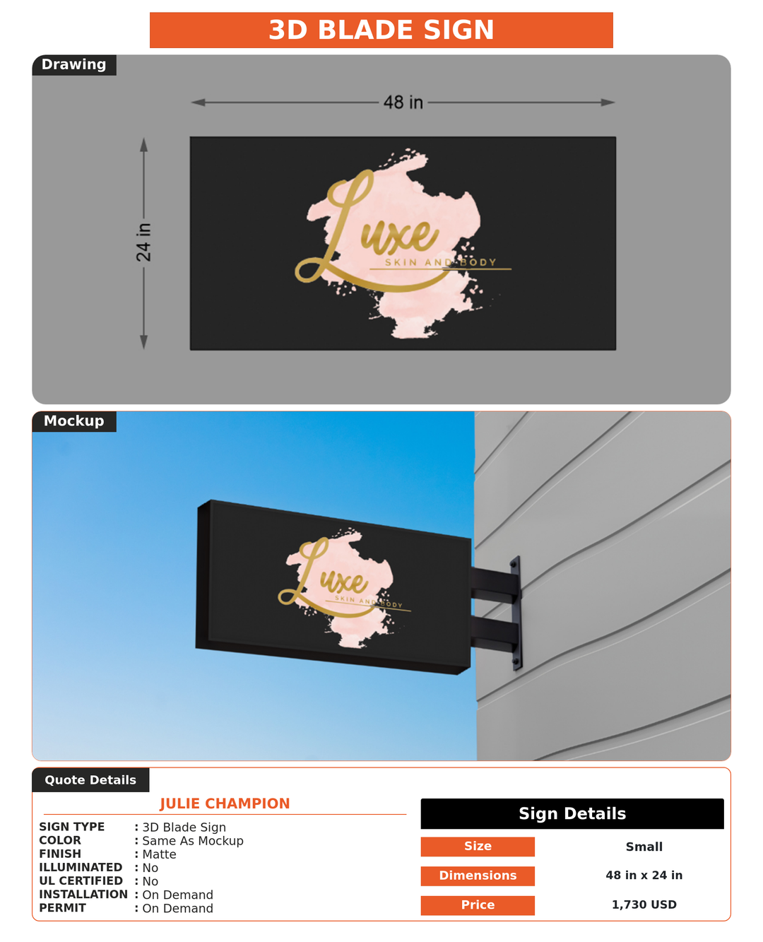 CUSTOM MOCKUP SIGN FOR Julie Champion