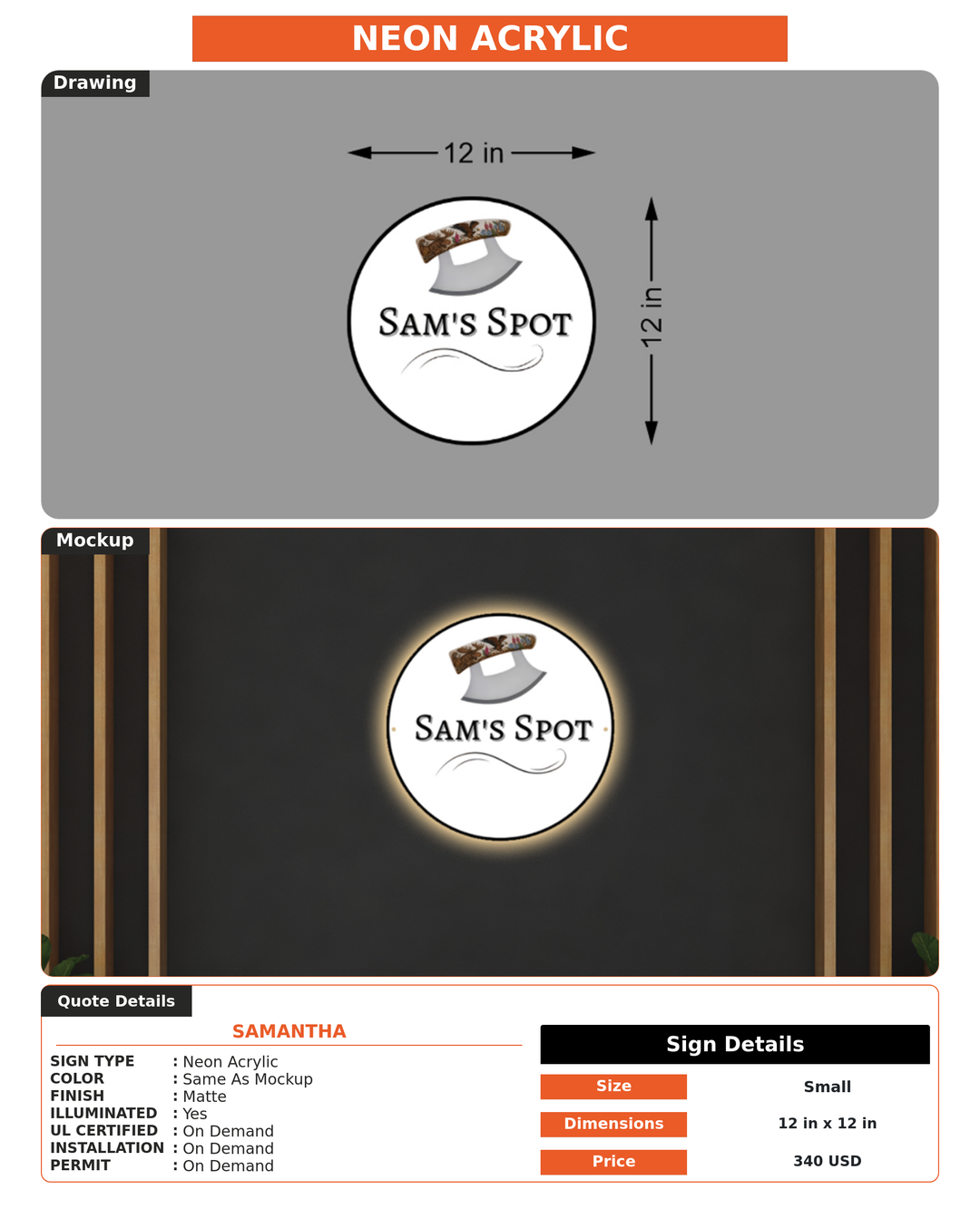 CUSTOM MOCKUP SIGN FOR Samantha