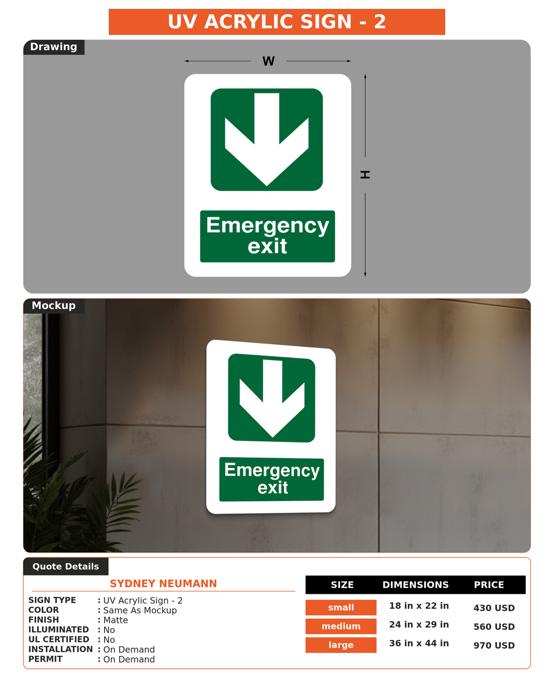 CUSTOM MOCKUP SIGN FOR Sydney Neumann
