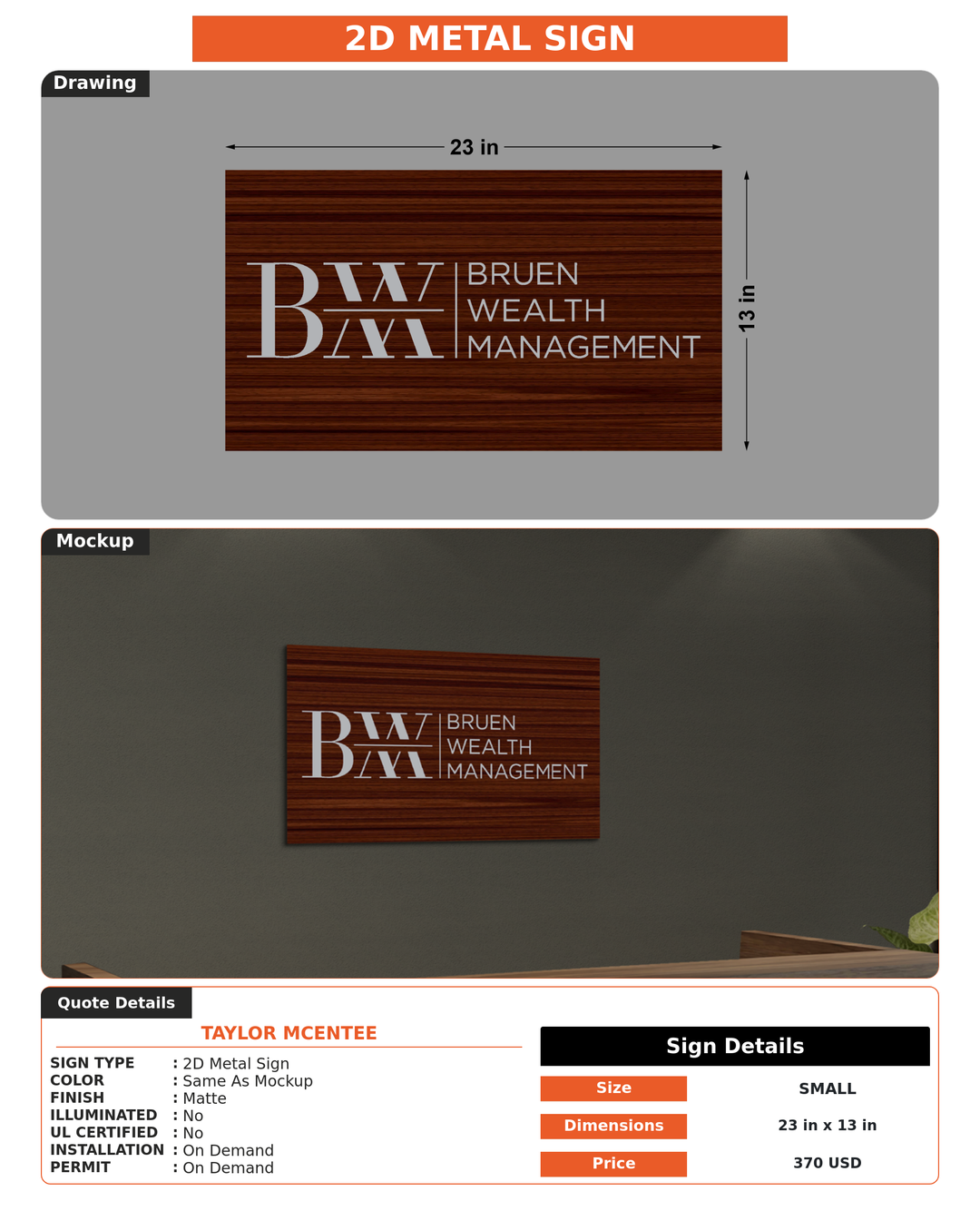 CUSTOM MOCKUP SIGN FOR Taylor McEntee