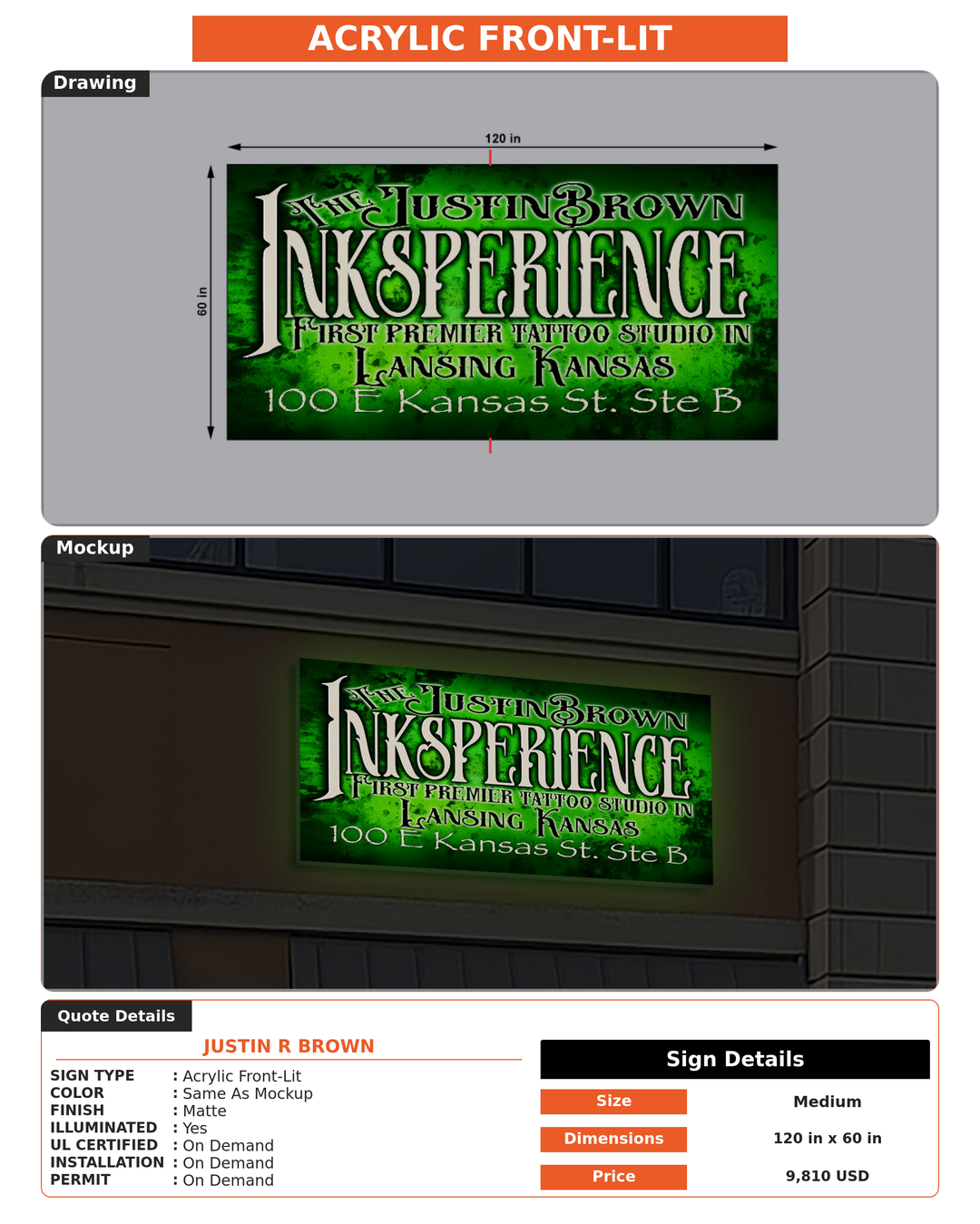 CUSTOM MOCKUP SIGN FOR Justin R Brown