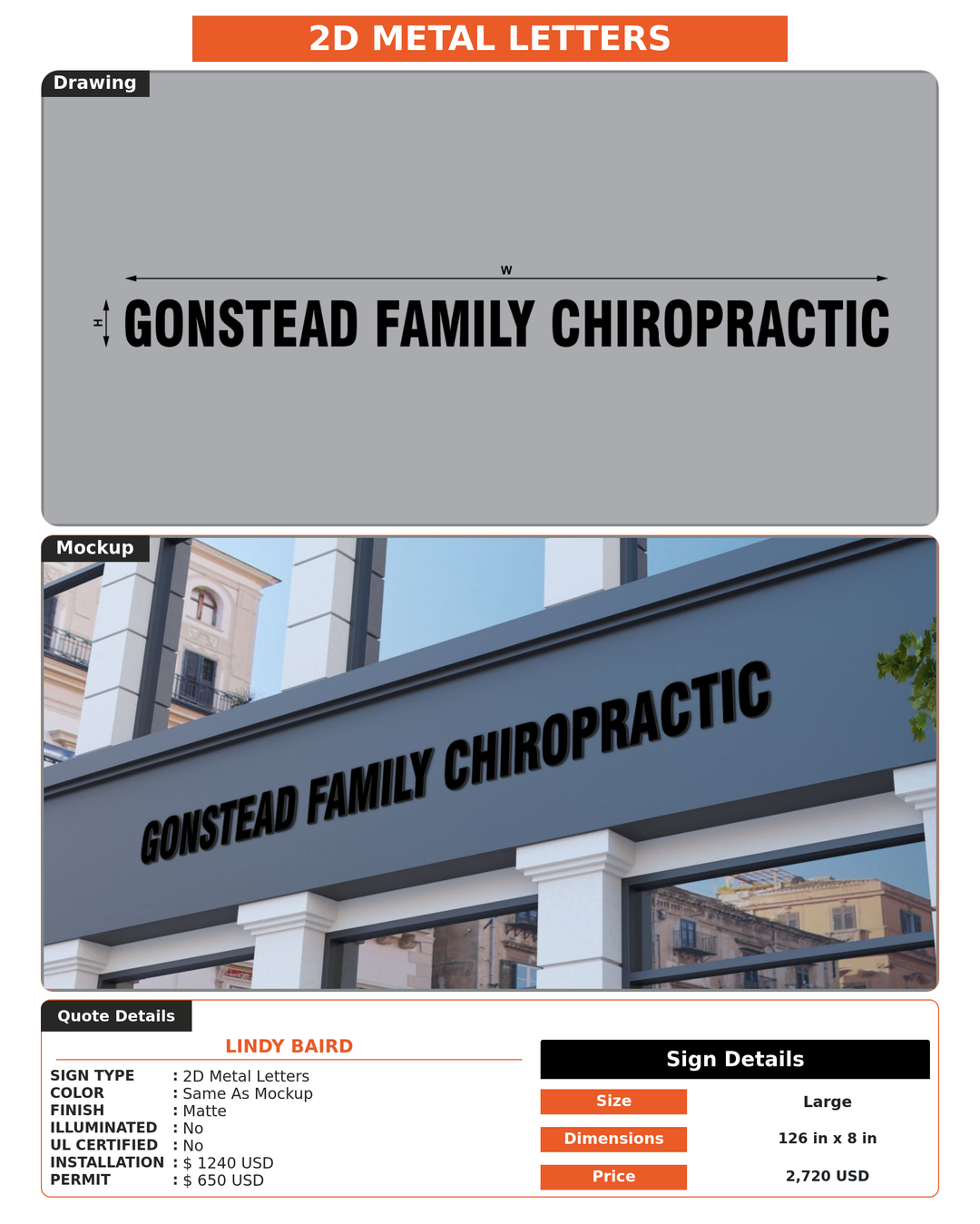 CUSTOM MOCKUP SIGN FOR Lindy Baird