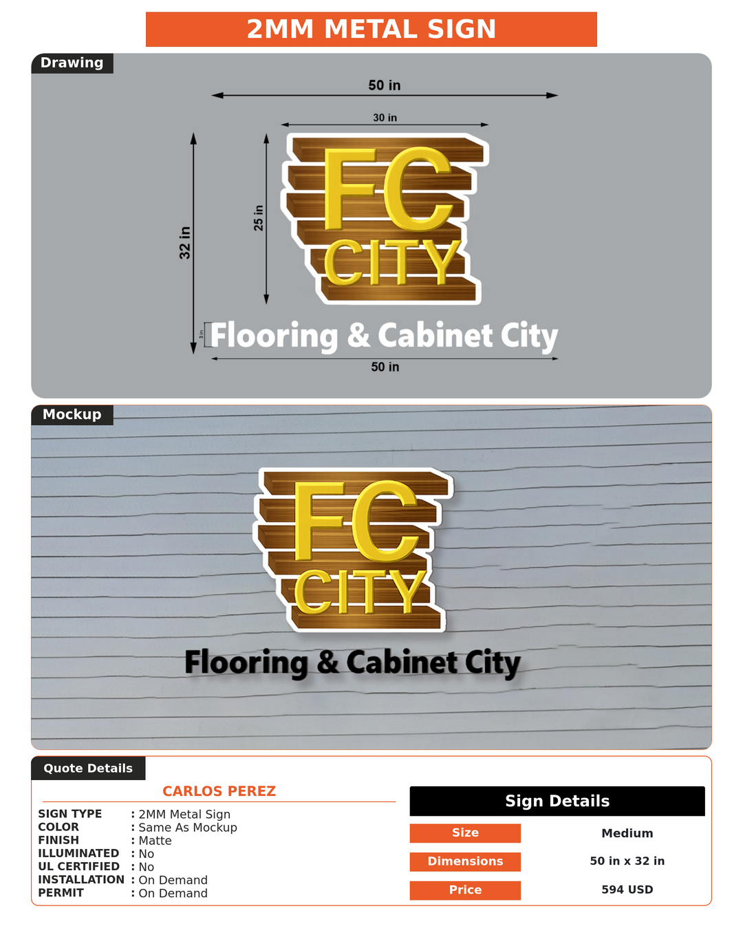 CUSTOM MOCKUP SIGN FOR CARLOS PEREZ