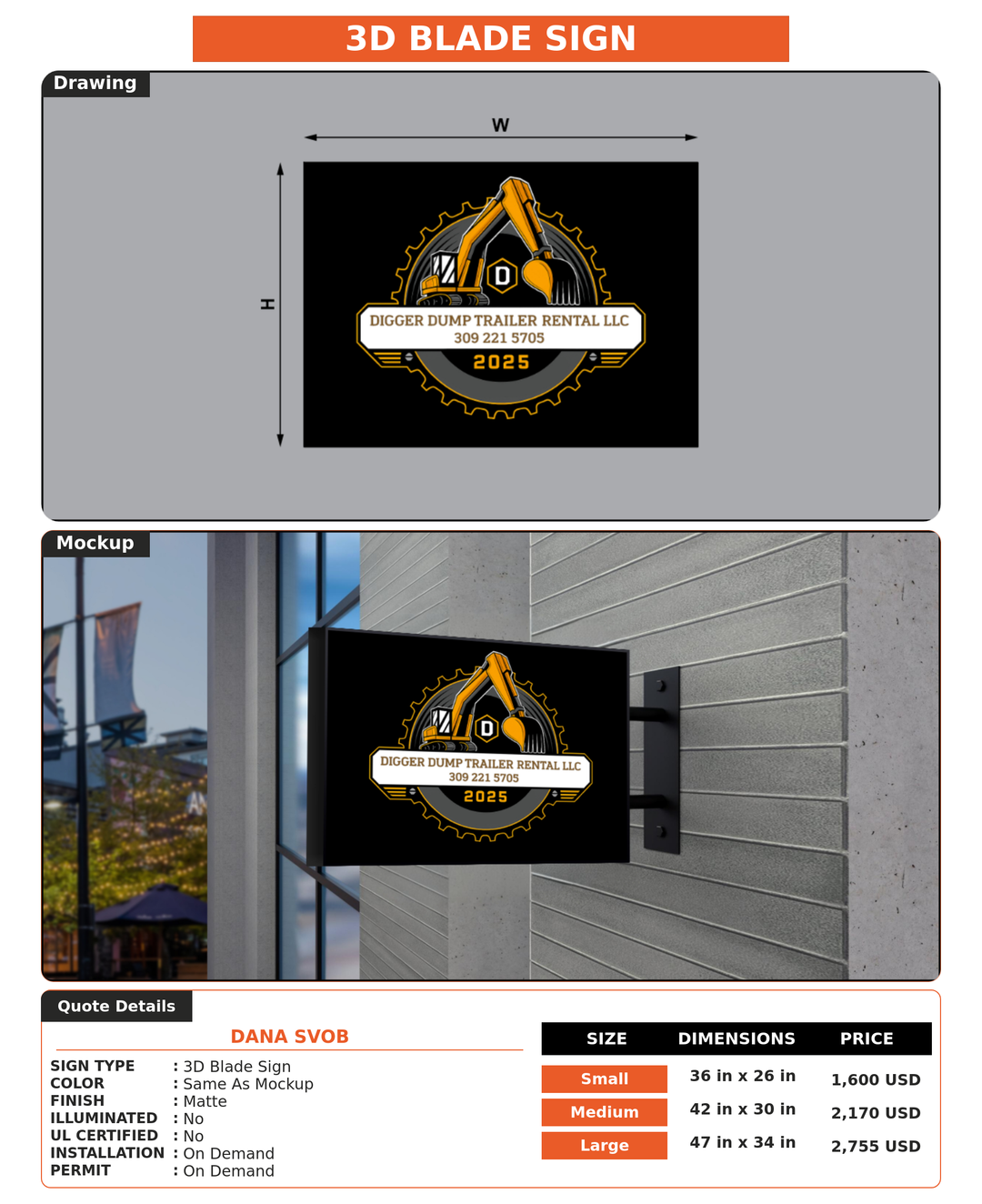 CUSTOM MOCKUP SIGN FOR Dana Svob