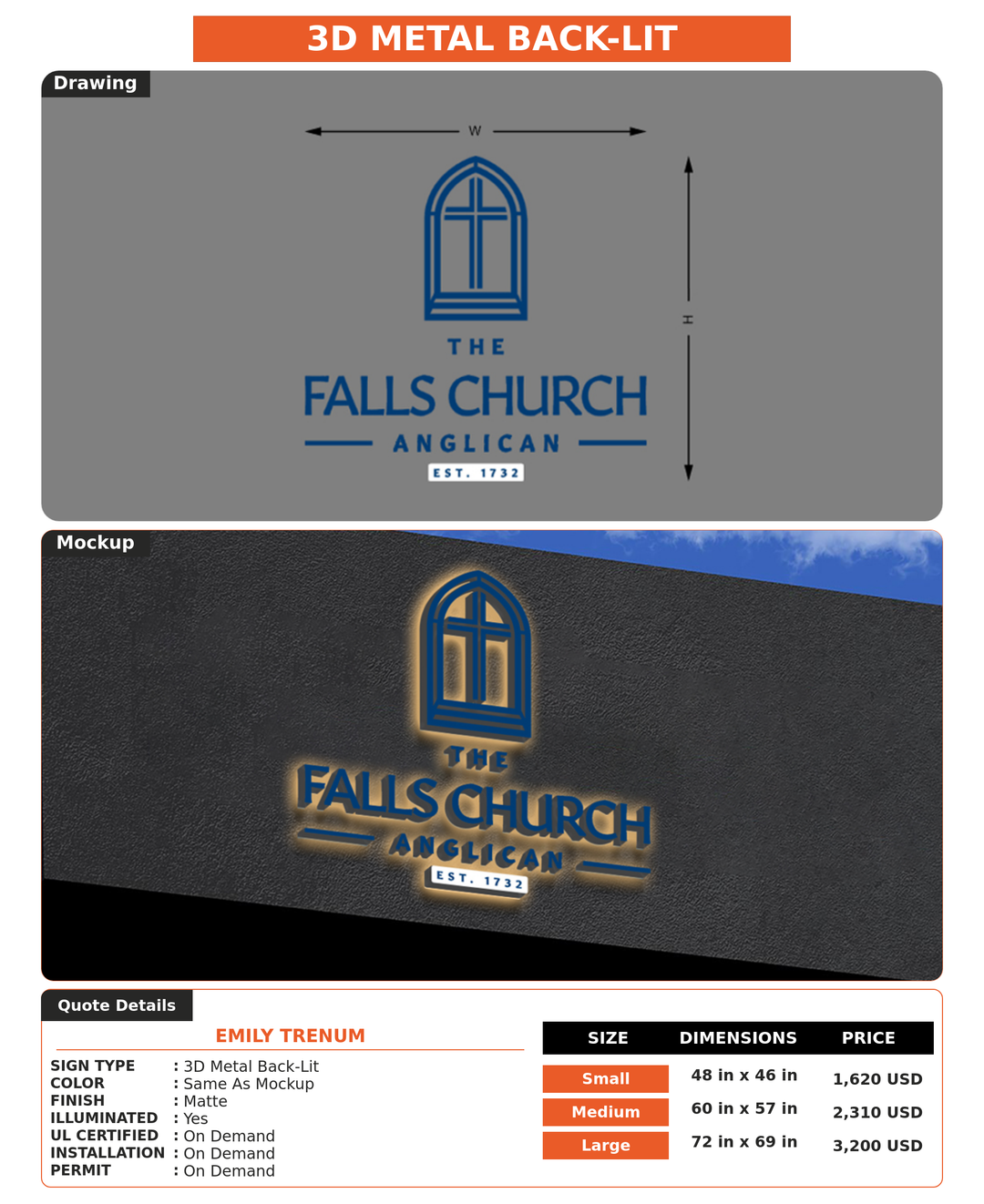 CUSTOM MOCKUP SIGN FOR Emily Trenum