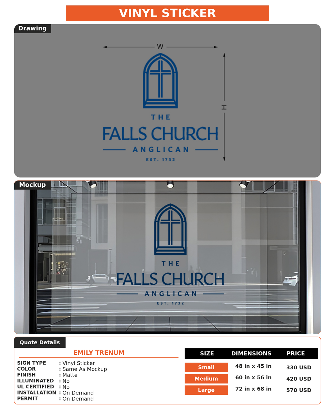 CUSTOM MOCKUP SIGN FOR Emily Trenum