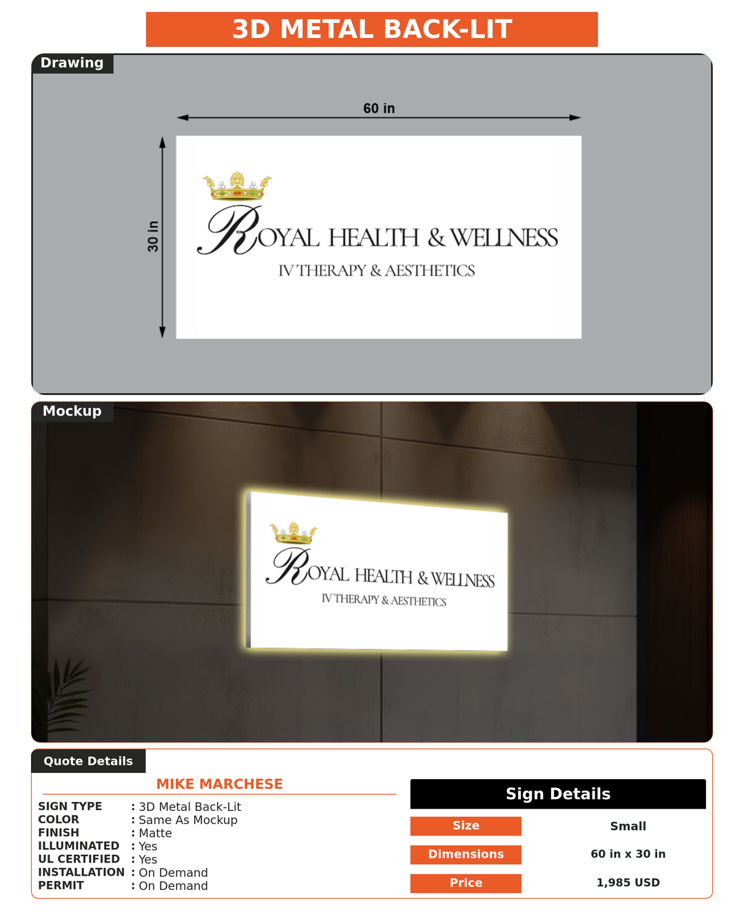 CUSTOM MOCKUP SIGN FOR Mike Marchese