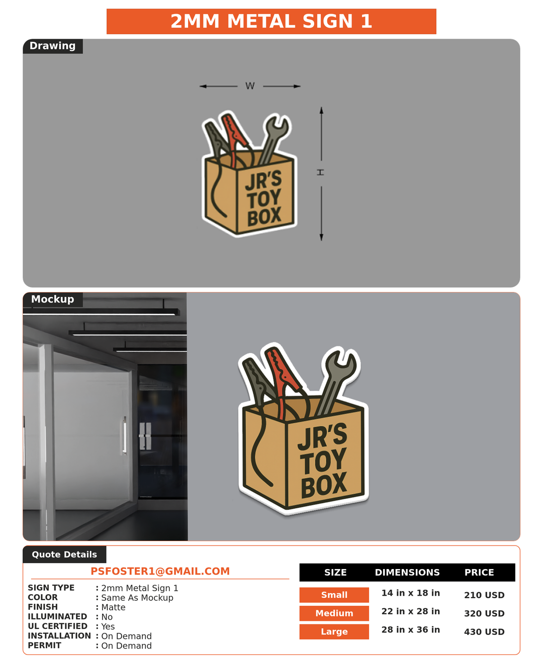 CUSTOM MOCKUP SIGN FOR psfoster1@gmail.com