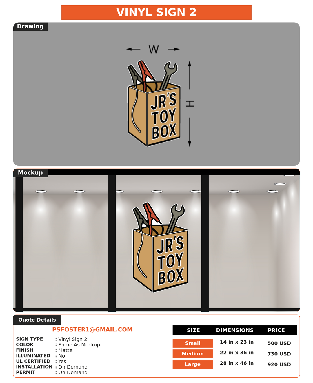 CUSTOM MOCKUP SIGN FOR psfoster1@gmail.com