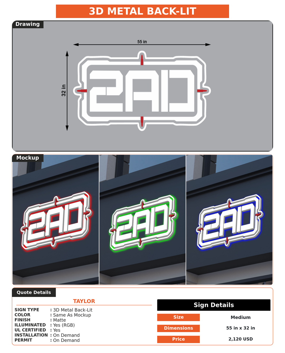 CUSTOM MOCKUP SIGN FOR Taylor