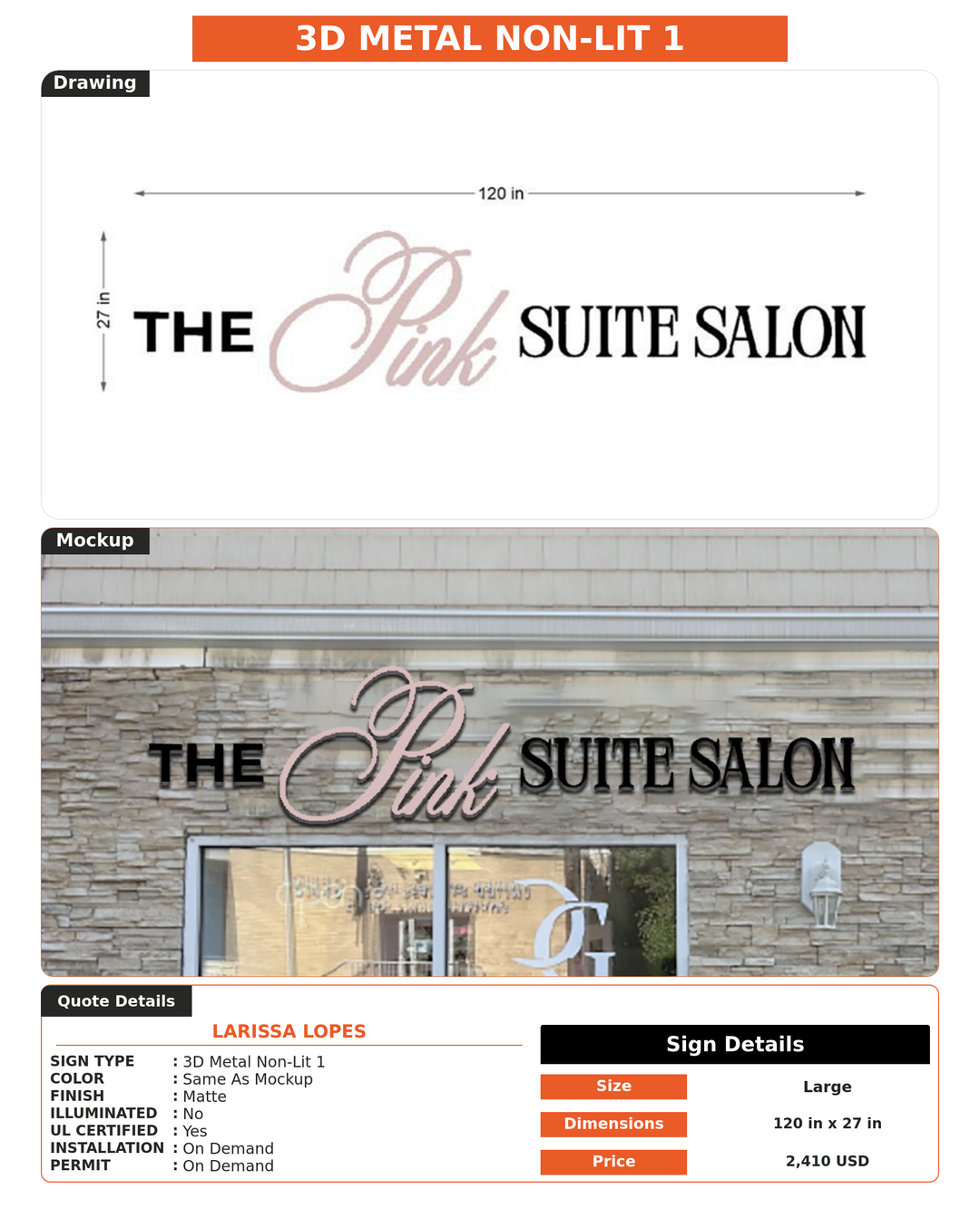 CUSTOM MOCKUP SIGN FOR Larissa Lopes