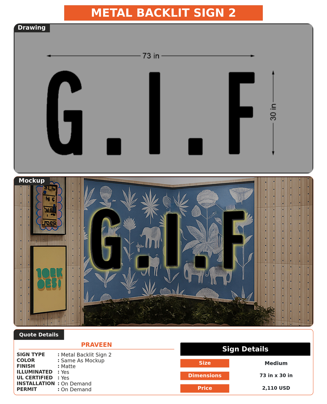 CUSTOM MOCKUP SIGN FOR PRAVEEN