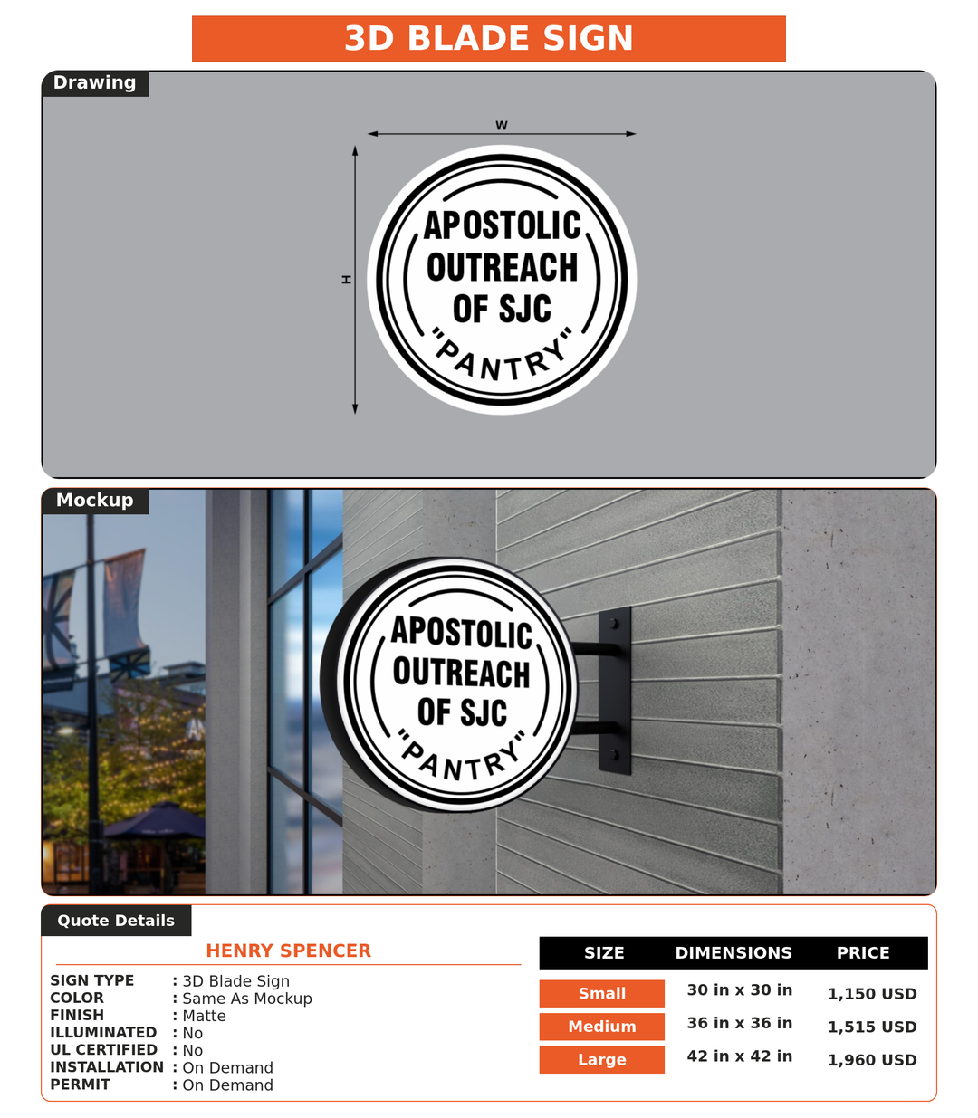 CUSTOM MOCKUP SIGN FOR Henry Spencer