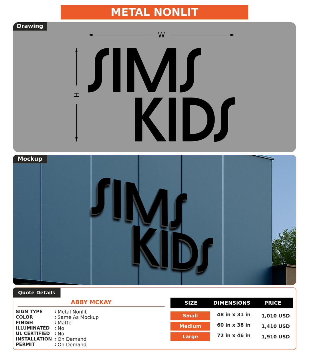 CUSTOM MOCKUP SIGN FOR Abby McKay