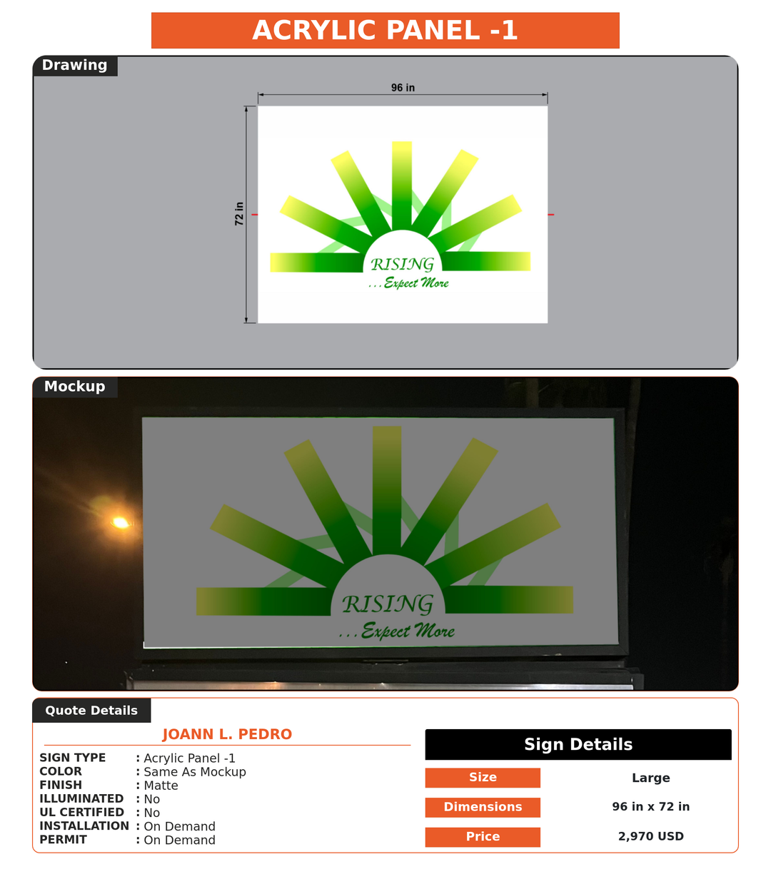 CUSTOM MOCKUP SIGN FOR Joann  L. Pedro