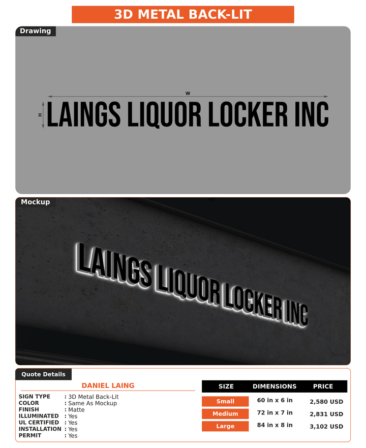 CUSTOM MOCKUP SIGN FOR Daniel Laing