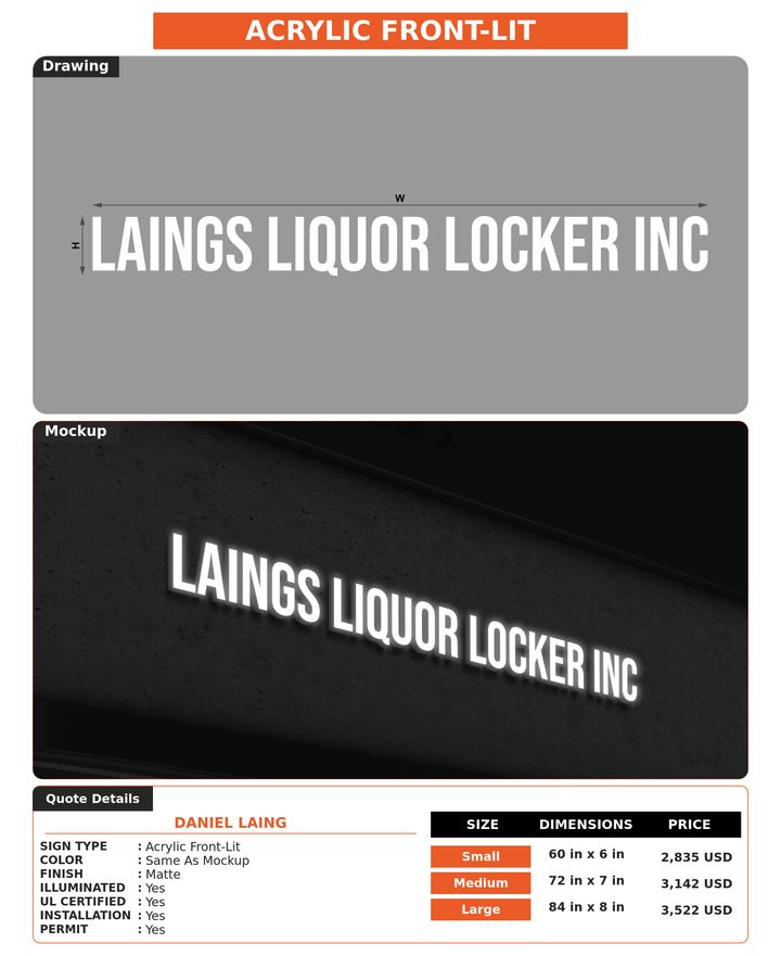 CUSTOM MOCKUP SIGN FOR Daniel Laing