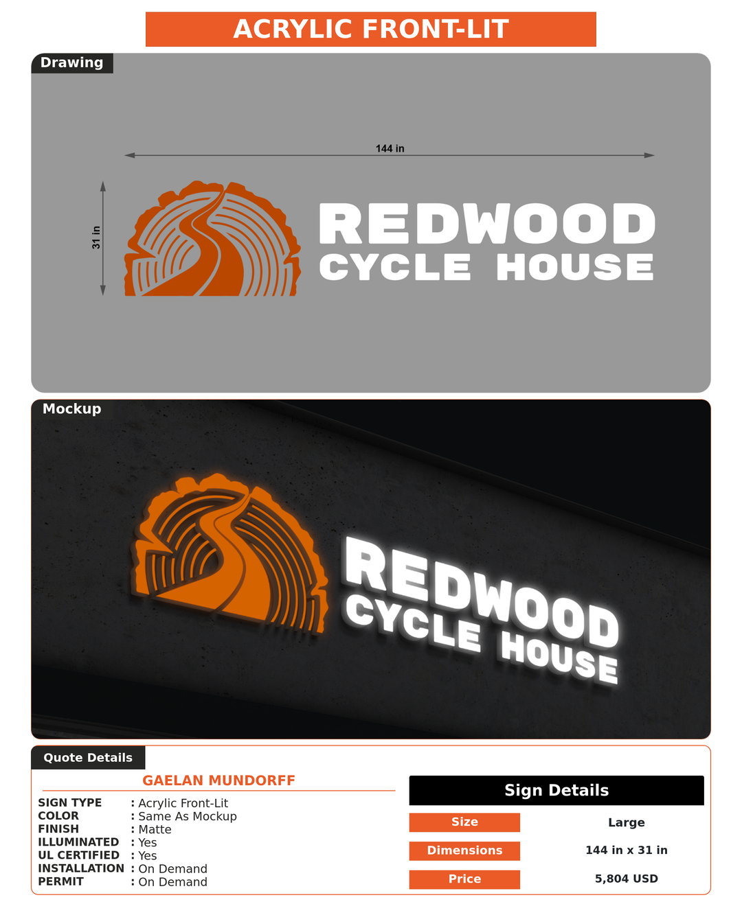 CUSTOM MOCKUP SIGN FOR Gaelan Mundorff
