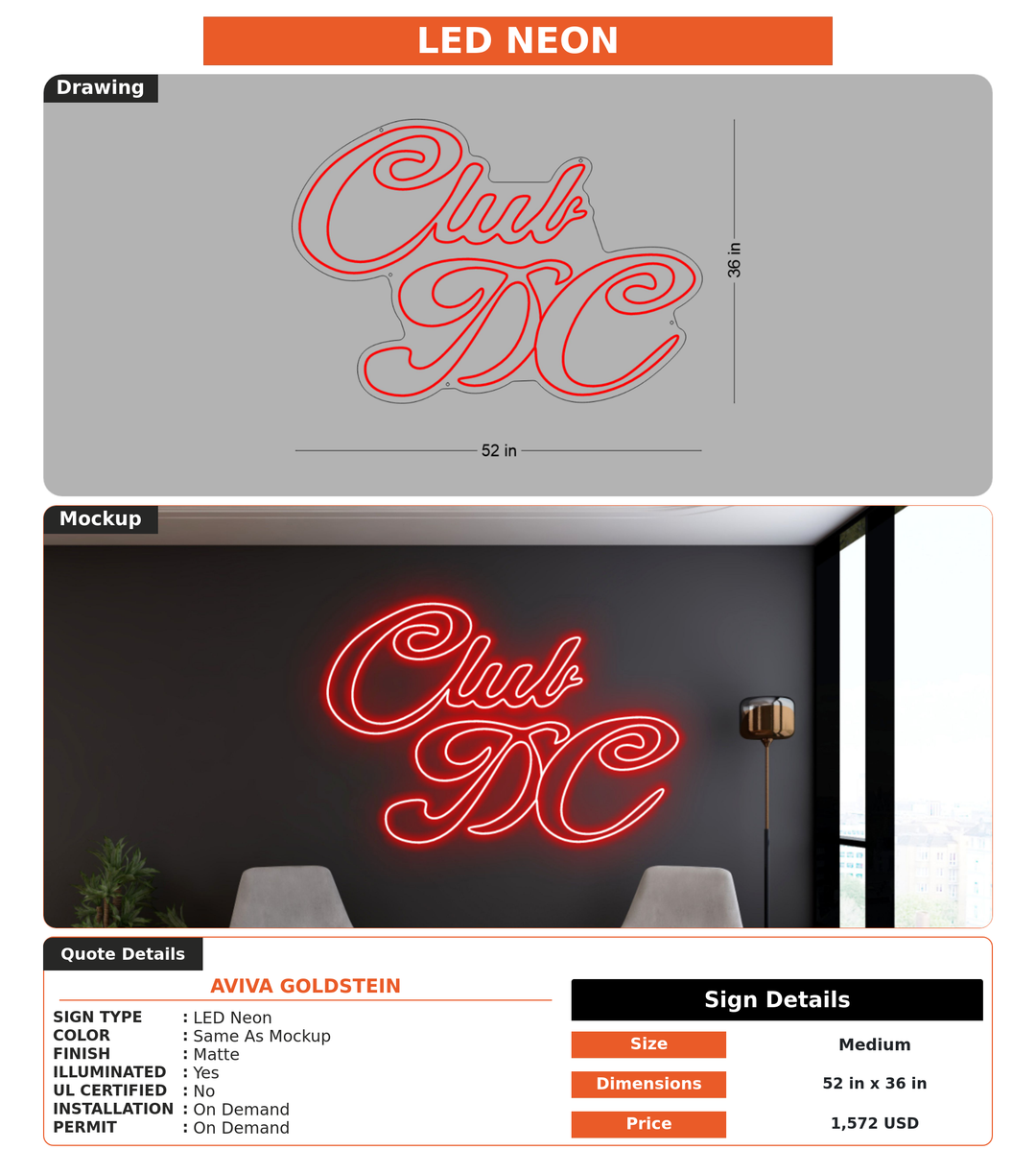 CUSTOM MOCKUP SIGN FOR Aviva Goldstein