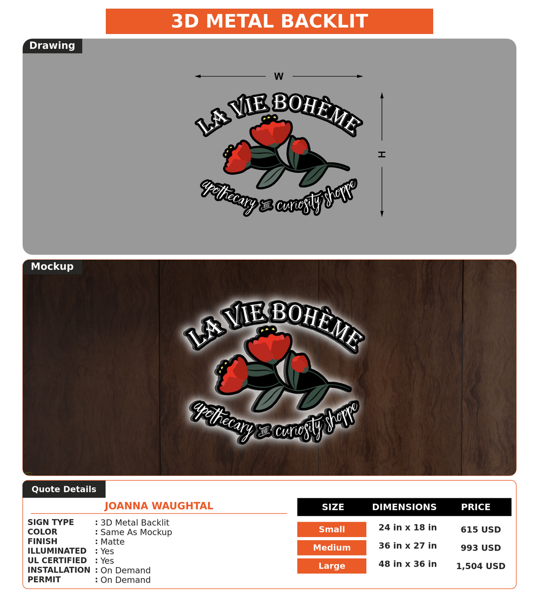 CUSTOM MOCKUP SIGN FOR Joanna Waughtal
