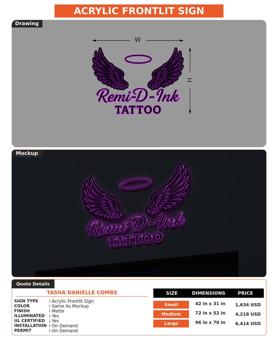 CUSTOM MOCKUP SIGN FOR Tasha Danielle Combs