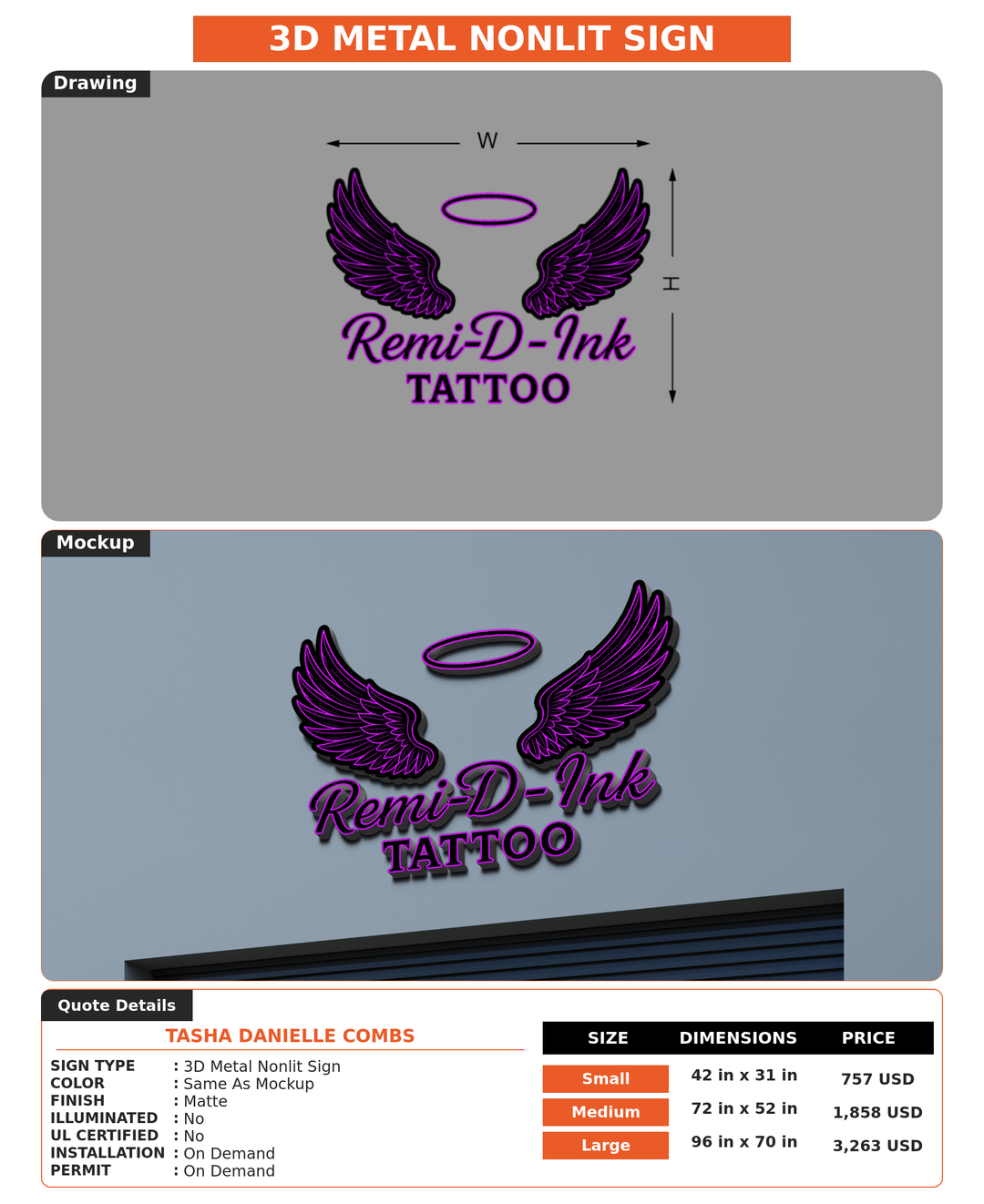 CUSTOM MOCKUP SIGN FOR Tasha Danielle Combs