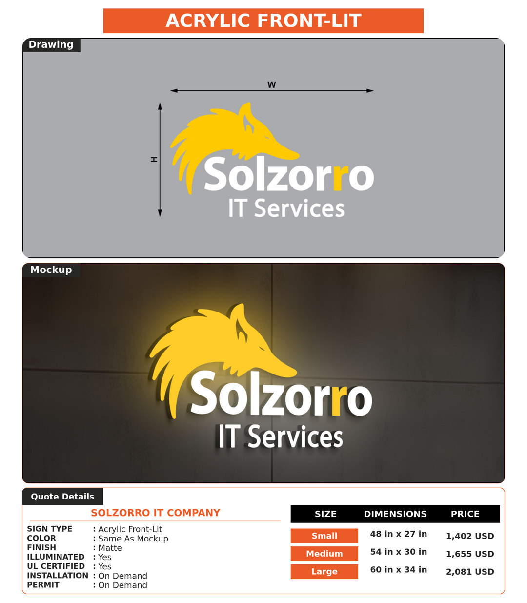 CUSTOM MOCKUP SIGN FOR Solzorro IT company