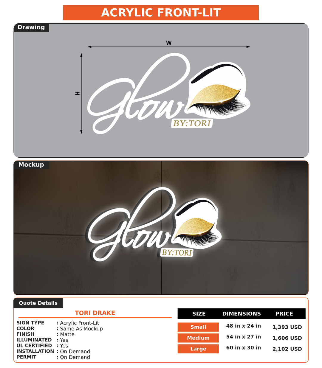CUSTOM MOCKUP SIGN FOR Tori Drake