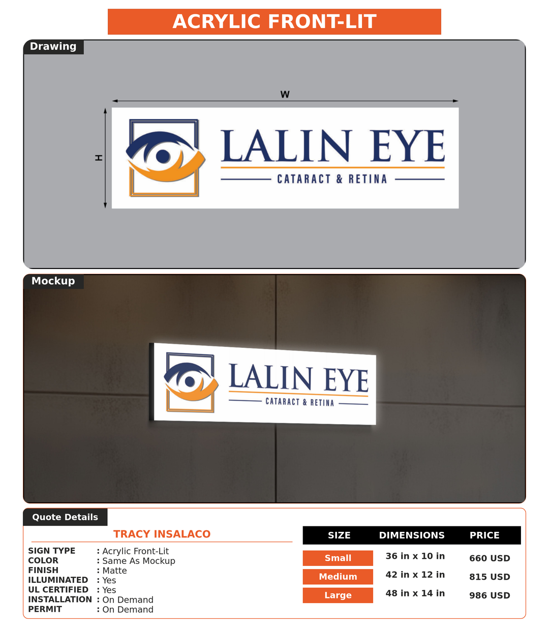 CUSTOM MOCKUP SIGN FOR Tracy Insalaco