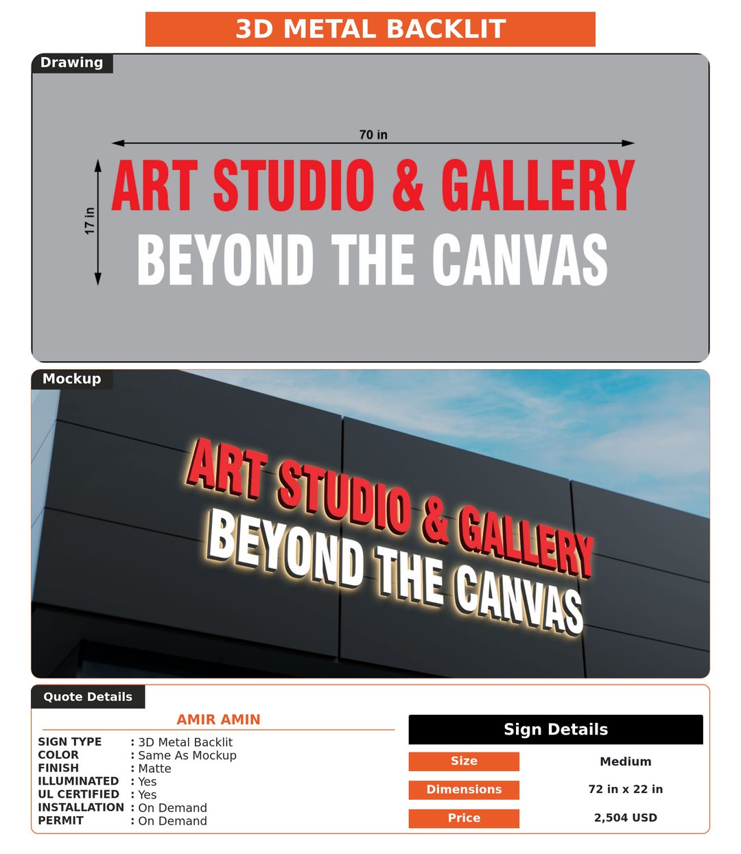 CUSTOM MOCKUP SIGN FOR Amir Amin