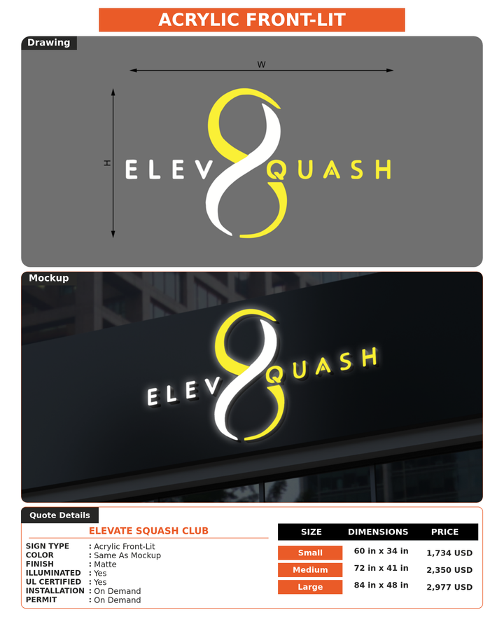 CUSTOM MOCKUP SIGN FOR Elevate Squash Club