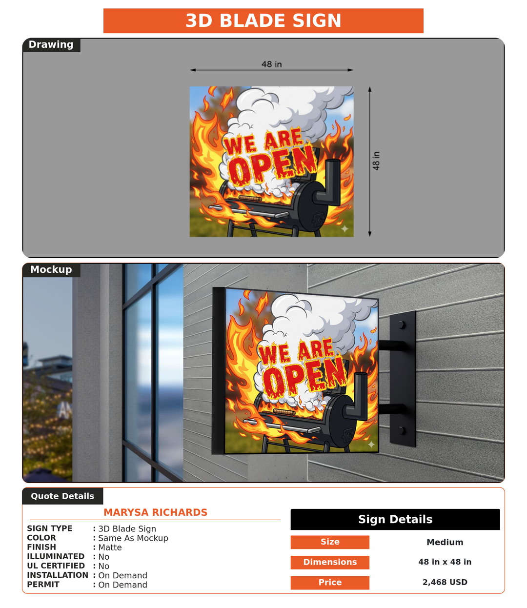 CUSTOM MOCKUP SIGN FOR Marysa Richards