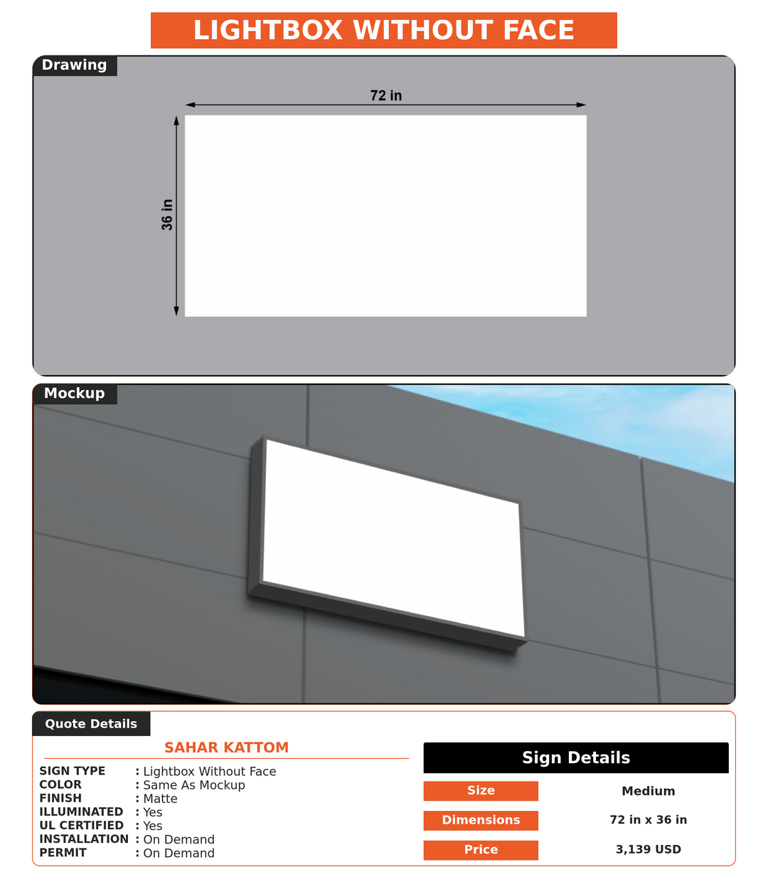 CUSTOM MOCKUP SIGN FOR Sahar Kattom