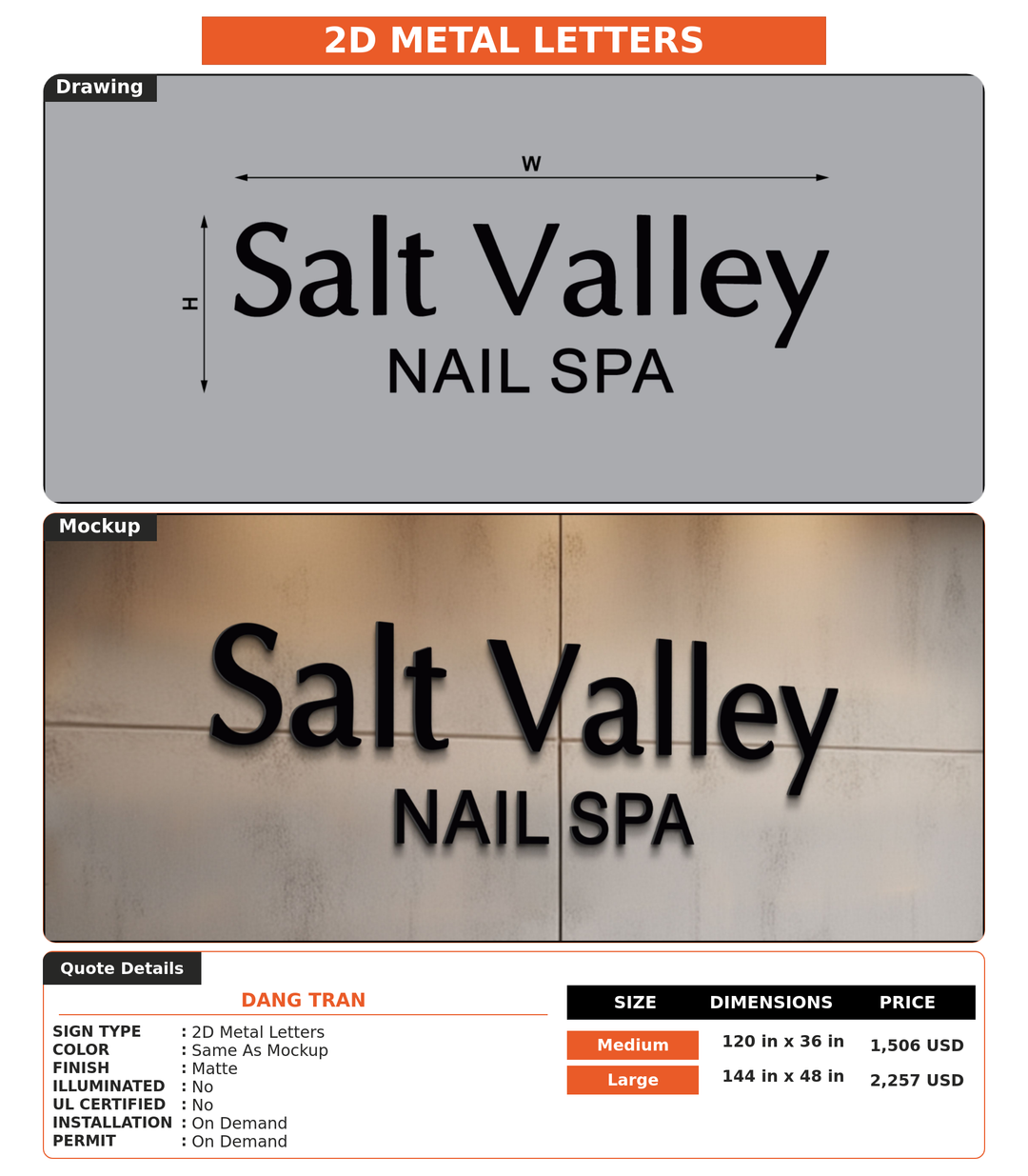 CUSTOM MOCKUP SIGN FOR Dang Tran