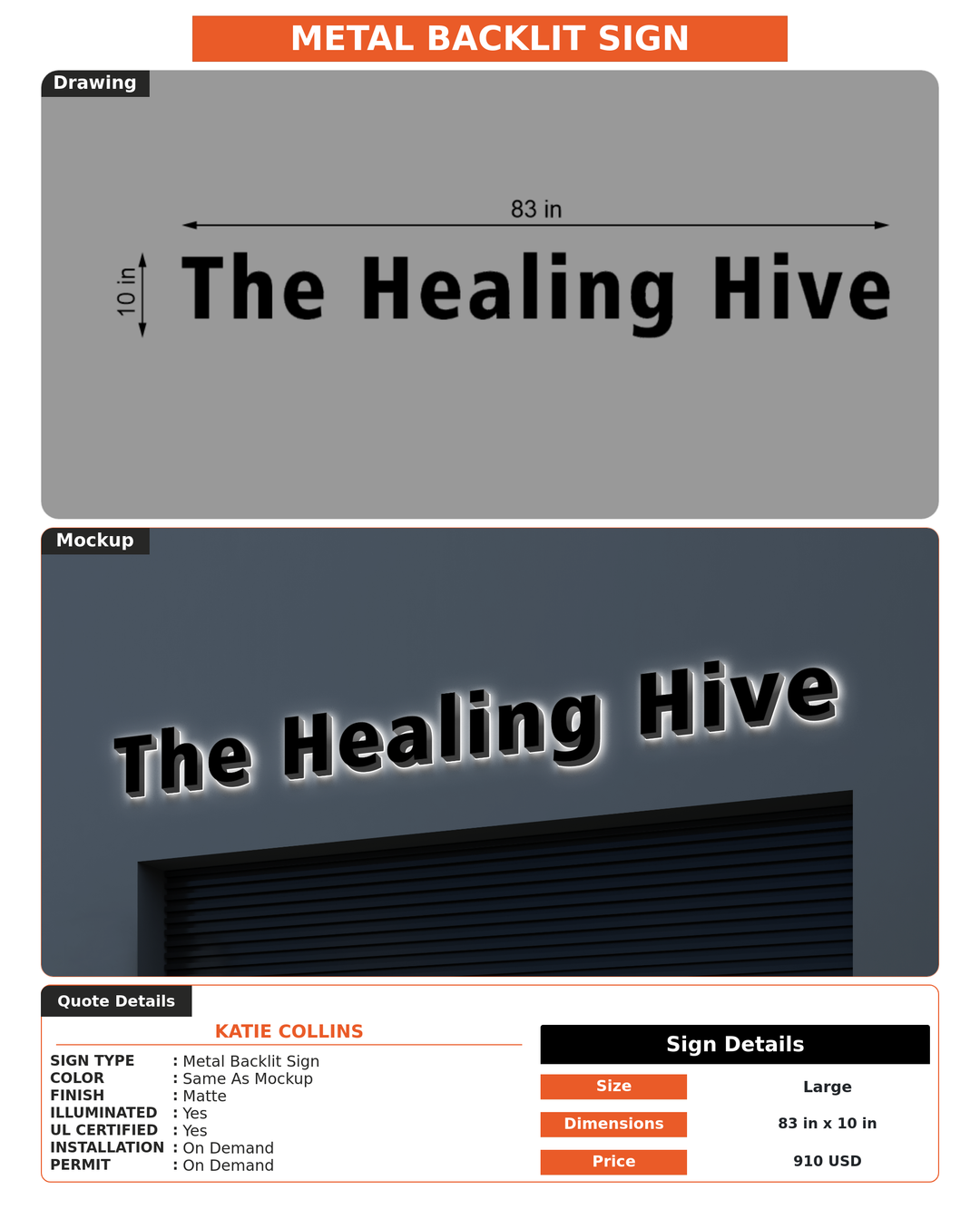 CUSTOM MOCKUP SIGN FOR Katie Collins