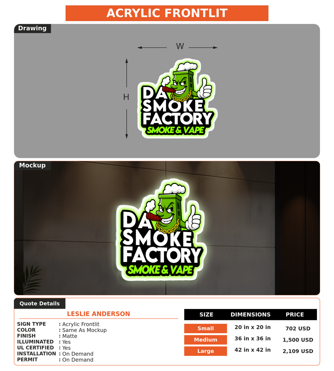 CUSTOM MOCKUP SIGN FOR Leslie Anderson
