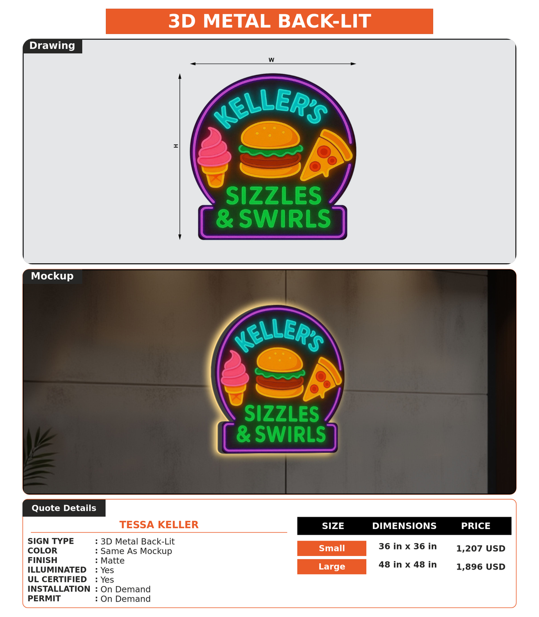 CUSTOM MOCKUP SIGN FOR Tessa Keller
