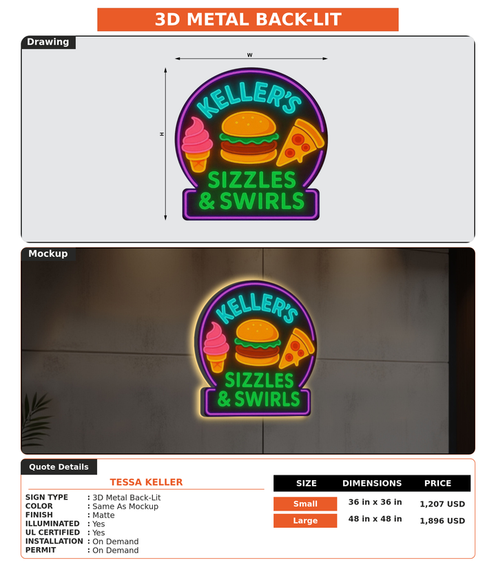 CUSTOM MOCKUP SIGN FOR Tessa Keller