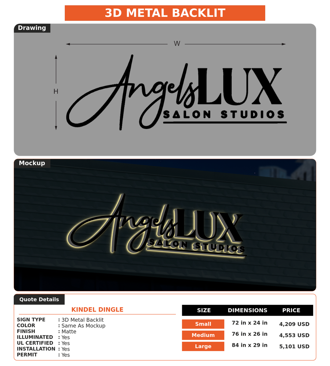 CUSTOM MOCKUP SIGN FOR Kindel Dingle
