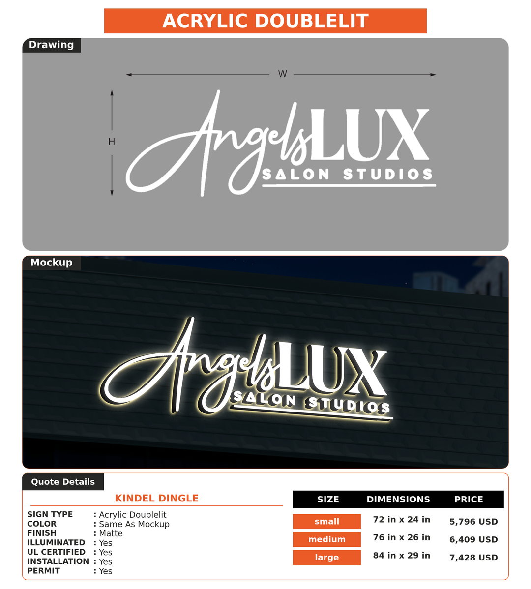 CUSTOM MOCKUP SIGN FOR Kindel Dingle
