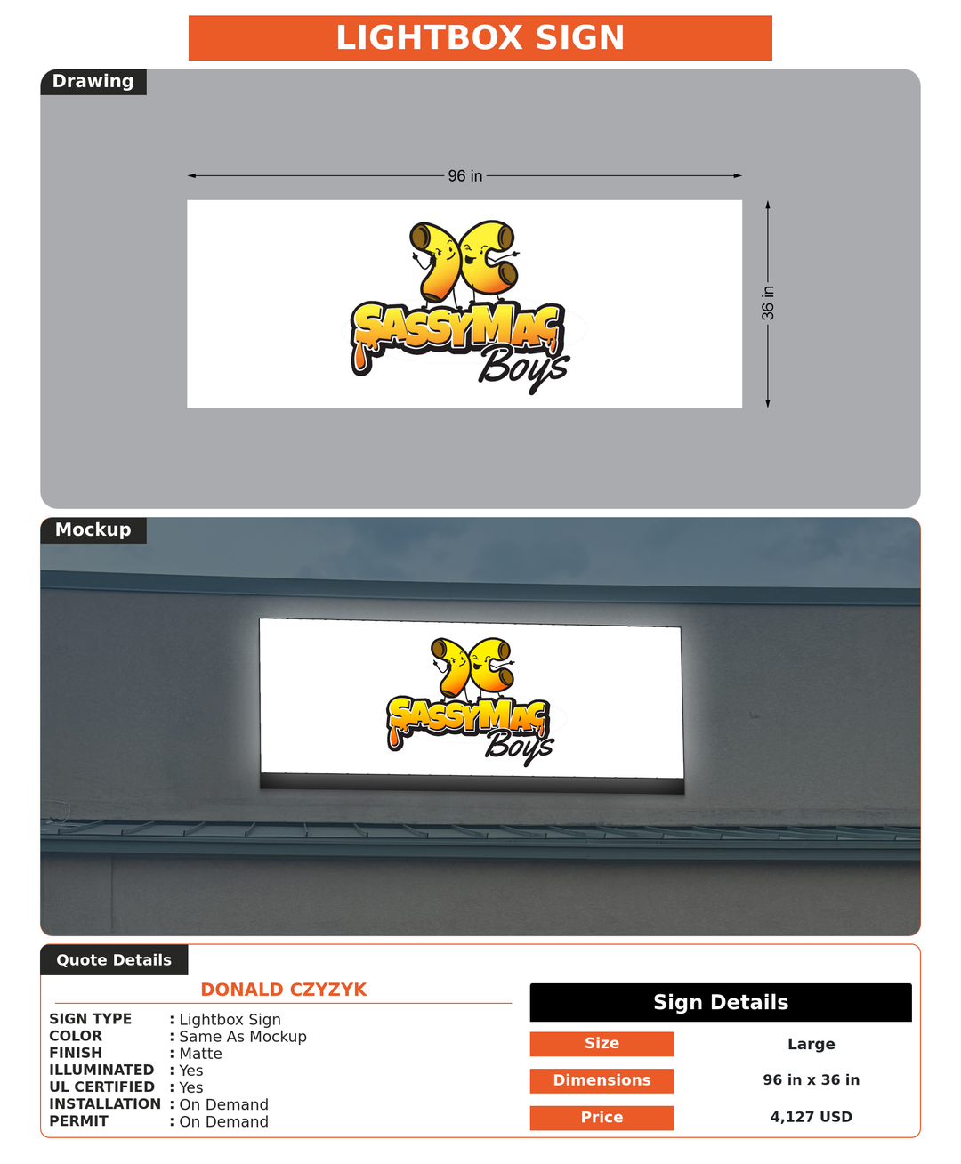 CUSTOM MOCKUP SIGN FOR Donald Czyzyk