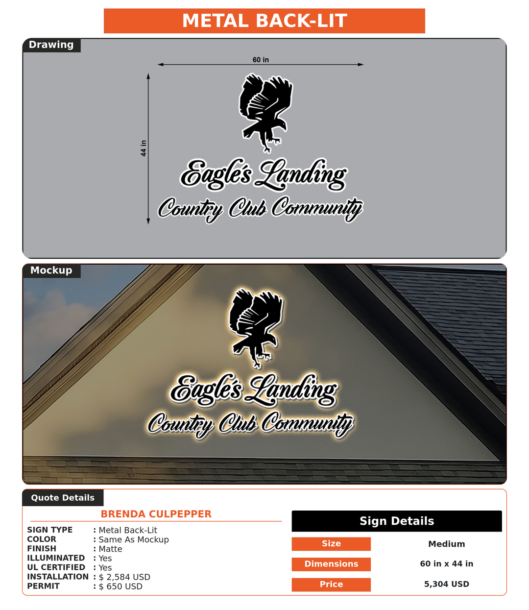 CUSTOM MOCKUP SIGN FOR Brenda Culpepper