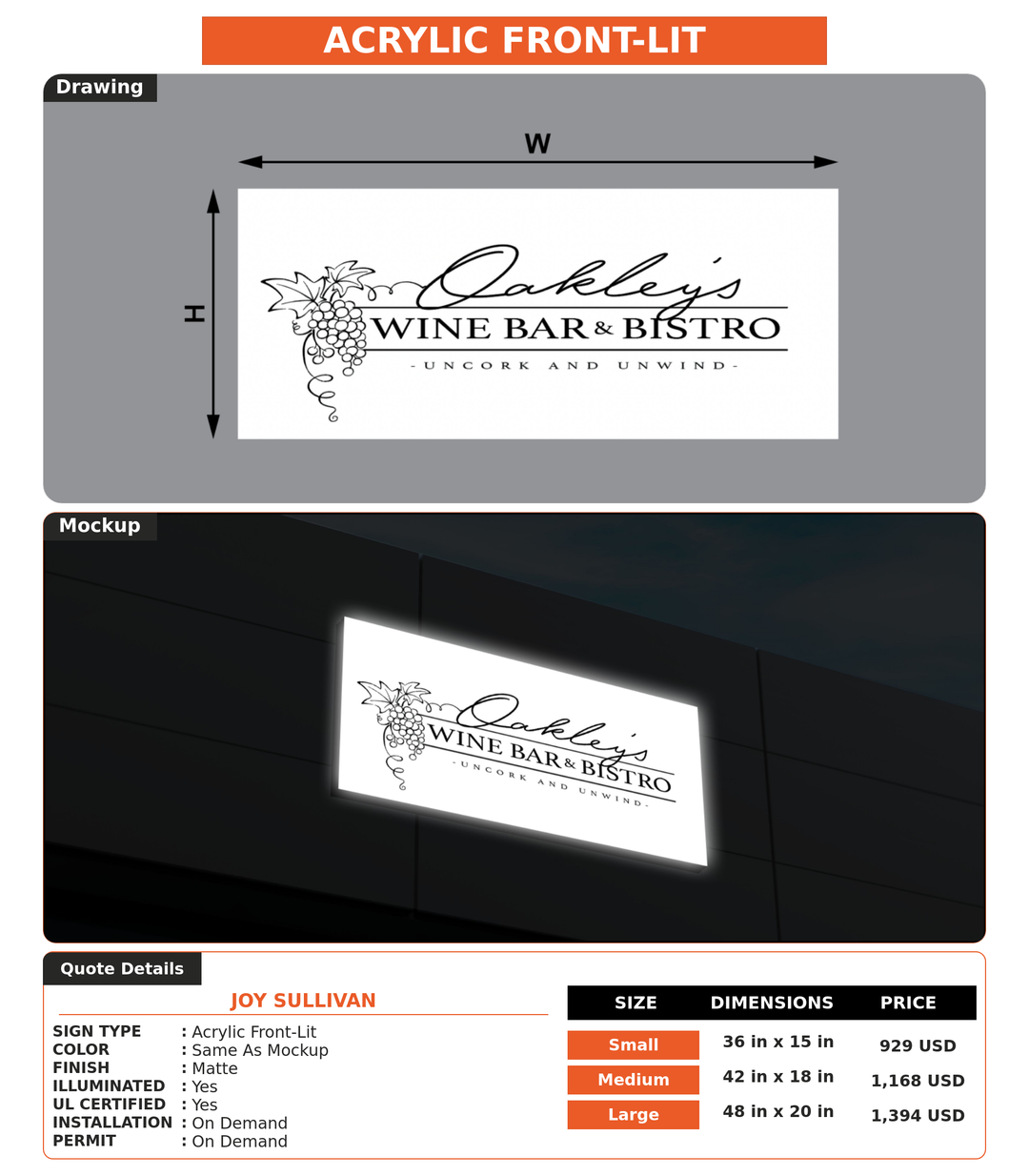 CUSTOM MOCKUP SIGN FOR Joy Sullivan