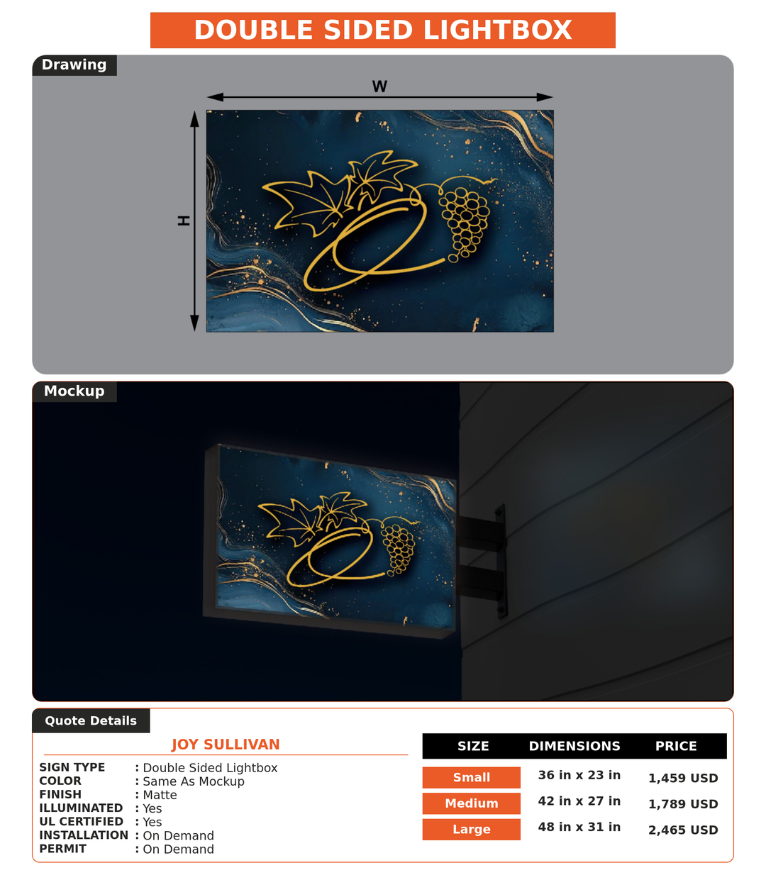 CUSTOM MOCKUP SIGN FOR Joy Sullivan