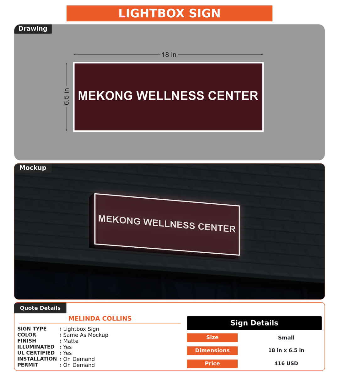 CUSTOM MOCKUP SIGN FOR Melinda Collins